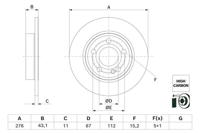 BOSCH FREN DISKI ARKA MERCEDES W177 W247 C118 OEM: A2474230112 - BOSCH 0986479H60 kodlu oto yedek parça