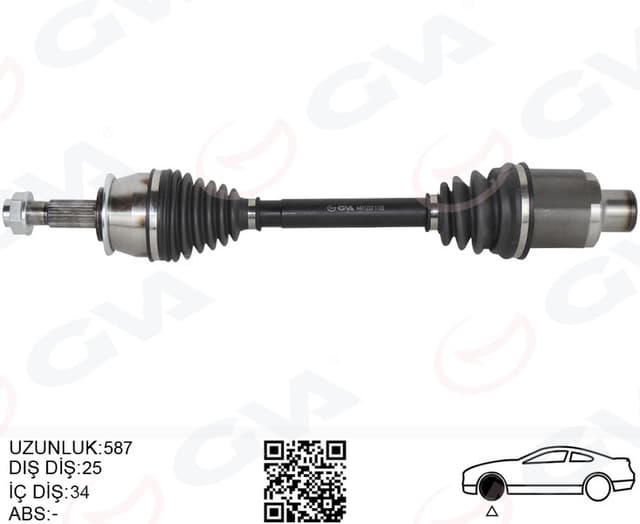 GVA KOMPLE AKS SAĞ OPEL MOKKA 12 1.4 NET 1.6 CDTI DTN-DTU-DTH CHEVROLET TRAX 1.4-1.6 12 MANUEL VİTES DIŞ 24 DİŞ - İÇ 34 DİŞ OEM: 94522003-5374157-94522006-95520815 - GVA 4491222 kodlu oto yedek parça