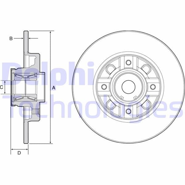DELPHI ARKA FREN AYNASI PEUGEOT P308 07>14 CITROEN C4 09>16 DS4 16>18 249x9x4DL PORYALI OEM: 4249.66-4249.65 - DELPHI BG9116RS kodlu oto yedek parça