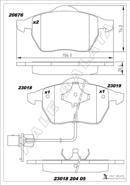 KALE-BALATA ÖN BALATA FİŞLİ BÜYÜK TİP PASSAT-A4-A6 97-04 GDB1307 OEM: 4B0698151E-4B0698151K-4B0698151AB - KALE 23018 204 05 ANS KD13 kodlu oto yedek parça