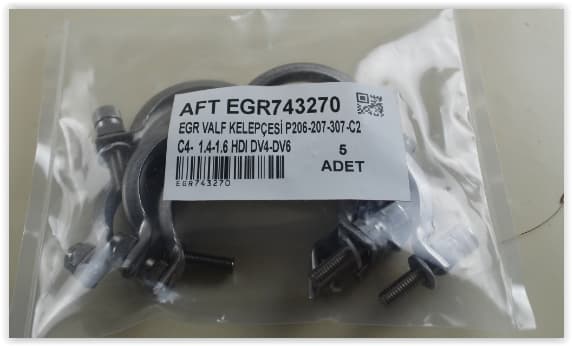 AFT EGR VALF KELEPÇESİ P206-207-307-C2-C3-C4 1.4-1.6 HDI DV4-DV6 OEM: 1628.3J - AFT EGR743270 kodlu oto yedek parça