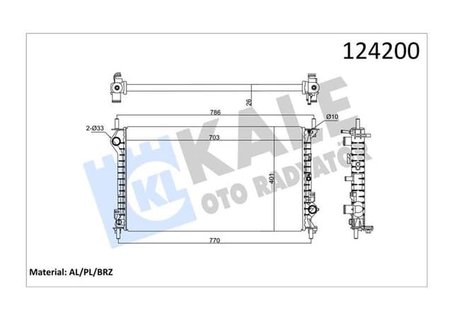 KALE-RADYATOR MOTOR SU RADYATORU CONNECT 1.8TDCI 75PS 90PS 110PS 02>KLIMALI 1 SIRA ALB OEM: 2T148005CC - KALE 0224291AB kodlu oto yedek parça