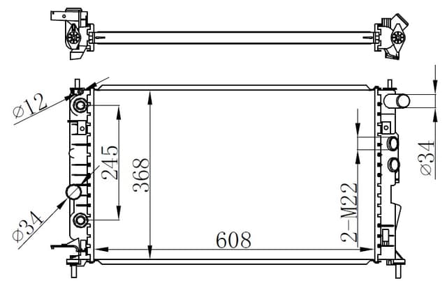 ORIS RADYATÖR VECTRA B AC KLİMASIZ MEK OTOM BRAZİNG 608x358x26 OEM: 1300159-1300160-1300180-1300185 - ORIS BOP100022 kodlu oto yedek parça
