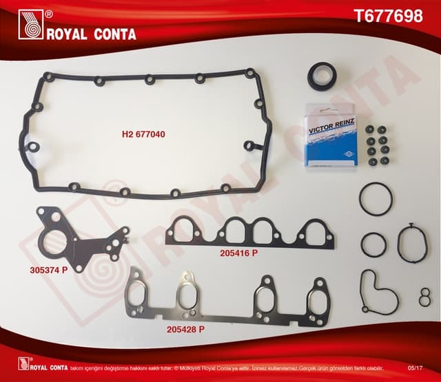 ROYAL ÜST TAKIM CONTA BORA-CADDYIII-GOLF4-5 PASSAT-POLO-T5 1.9 TDI ASZ BXE AVF AVB AWX AXB BJB BXE BDJ - ROYAL T677698 kodlu oto yedek parça