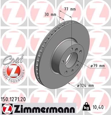 ZIMMERMANN FREN DISKI ON BMW E39 E32 E38 E31 34116757747-34116757746 OEM: 34116757747-34116757746 - ZIMMERMANN 150.1271.20 kodlu oto yedek parça