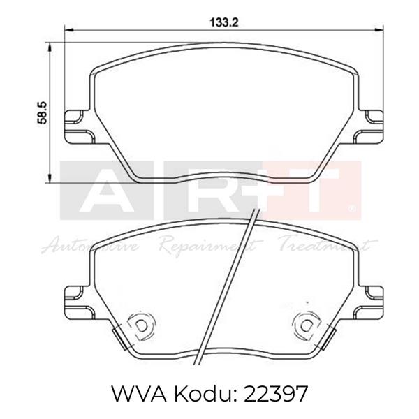 ART-AYNA ON BALATA FIAT EGEA 16 1.0 1.3 MTJ 1.4 1.6 1.6D K:19 mm G:133 mm Y:58.5 mm KÜÇÜK TİP 77367910-77367628 OEM: 77367910-77367628 - ART A01.3289 kodlu oto yedek parça görseli