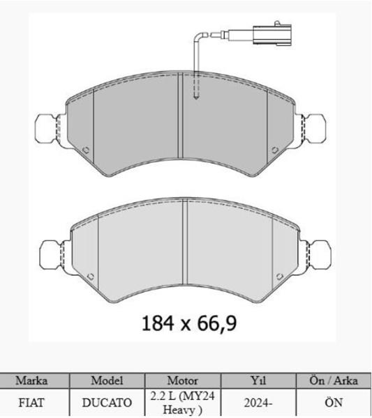 AUTOTECH 421-200 ÖN FREN BALATASI FIAT DUCATO-BOXER-MOVANO-JUMPER 24 2.2D MTJ 2.3D MTJ OEM: 77361194-1695251780 - AUTOTECH DB276-192 kodlu oto yedek parça görseli