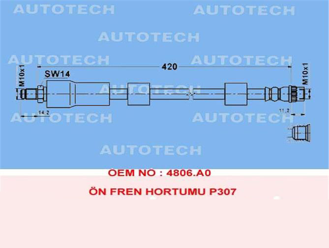 AUTOTECH ÖN FREN HORTUMU KIA CAPITAL - AUTOTECH TK03 kodlu oto yedek parça görseli