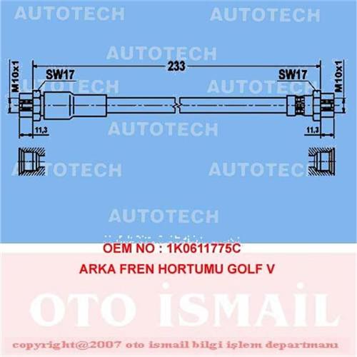 AUTOTECH ARKA FREN HORTUMU POLO 81-94 321611775-431611775A OEM: 321611775-431611775A - AUTOTECH TVP12 kodlu oto yedek parça görseli