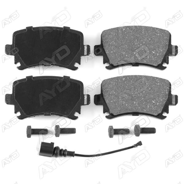 AYD ARKA BALATA PASSAT-CC-CADDY-GOLF5-GOLF6-JETTA-A3-A6-LEON-OCTAVIA-SUPERB 04 CİVATALI FİŞLİ OEM: 3C0698451D-1K0698451G-4F0698451D - AYD 60048B kodlu oto yedek parça görseli