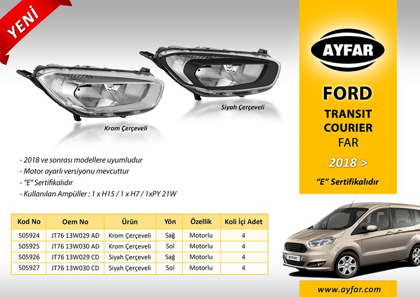 AYFAR FAR SOL SİYAH ÇERÇEVELİ FORD TRANSIT COURIER 18 OEM: JT7613W030CD-2263646 - AYFAR 505927 kodlu oto yedek parça görseli