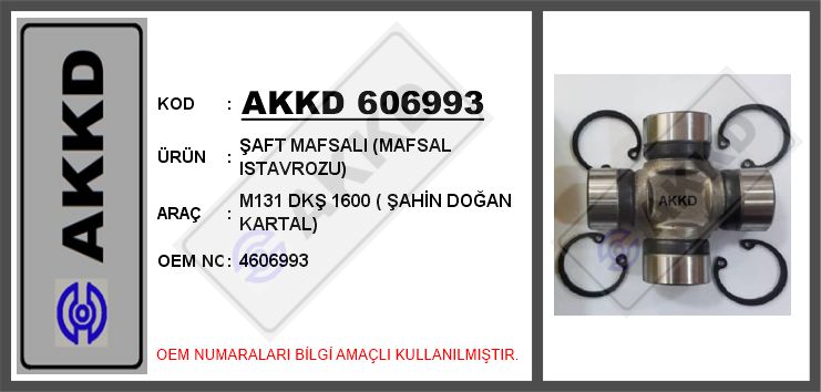 BESCHER SAFT MAFSALI MAFSAL ISTAVROZU M131 DKS 1600 SAHIN DOGAN KARTAL OEM: 4606993 - AKKD 606993 kodlu oto yedek parça görseli