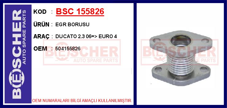 BESCHER EGR BORUSU DUCATO 2.3 06 > EURO 4 OEM: 504155826 - BSC 155826 kodlu oto yedek parça görseli