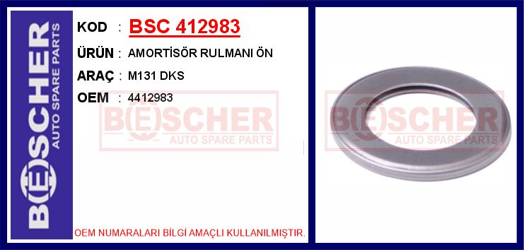 BESCHER AMORTİSÖR RULMANI ÖN M131 DKS OEM: 4412983 - BSC 412983 kodlu oto yedek parça görseli