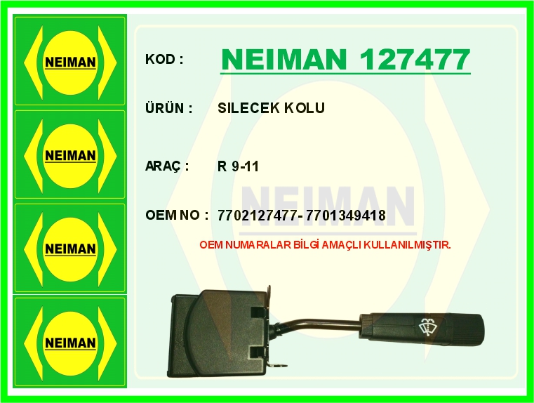 BESCHER SILECEK KOLU R 9-11 OEM: 7702127477-7701349418 - NEIMAN 127477 kodlu oto yedek parça görseli