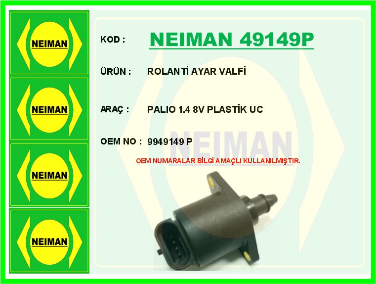 BESCHER ROLANTİ AYAR VALFİ PALIO 1.4 8V PLASTİK UC OEM: 9949149P - NEIMAN 49149P kodlu oto yedek parça görseli