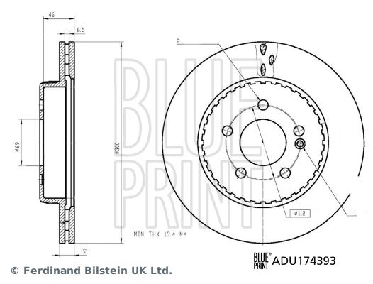 BLUEPRINT FREN DISKI ARKA MERCEDES W205 S205 C205 A205 C257 W213 C238 A0004231812 OEM: A0004231812 - BLUEPRINT ADU174393 kodlu oto yedek parça görseli