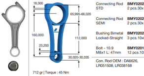 BMY PISTON KOLU 30PIM 306DT DISCOVERY 4 L319 09 18 DISCOVERY 5 L462 16 RANGE ROVER 4 VOGUE L405 12 R.R SPORT I L320 09 13 R.R SPORT 2 L494 13 17 R.R VELAR 17 JAGUAR 306DT XJ X351 09 16 XF I X250 09 OEM: LR038168-LR051508 - BMY 0202 kodlu oto yedek parça görseli