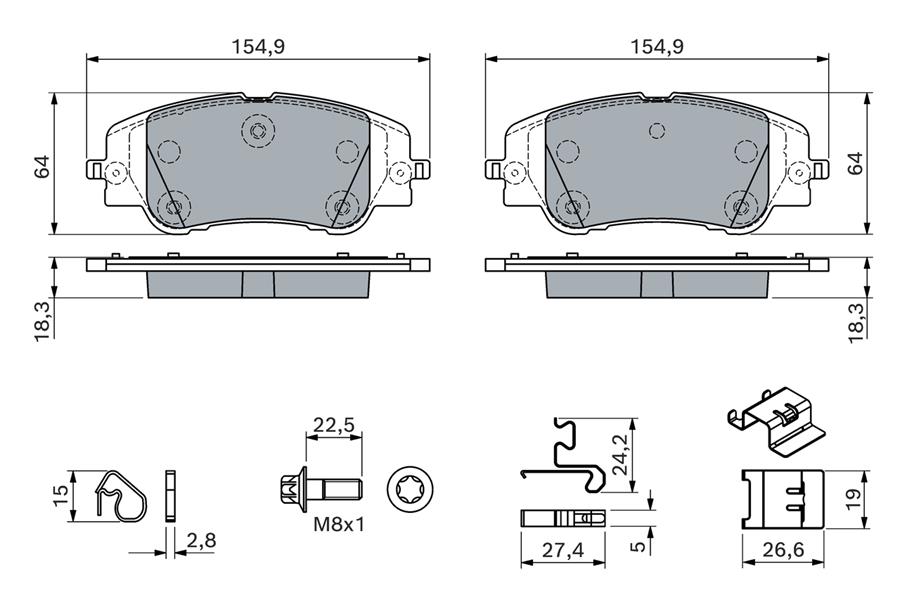 BOSCH ÖN FREN BALATASI CORSA F e 19> MOKKA e 20> 208 19> 2008 19> C4 20> DS3 18> 302mm OEM: 1681371180 - BOSCH 0986460291 kodlu oto yedek parça görseli