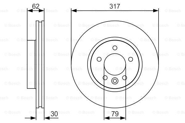 BOSCH FREN DISKI ON DISCOVERY 3 L319 04 09 DISCOVERY 4 L319 09 18 0986479S25 SDB000604-SDB000603 OEM: SDB000604-SDB000603 - BOSCH 0986479287 kodlu oto yedek parça görseli