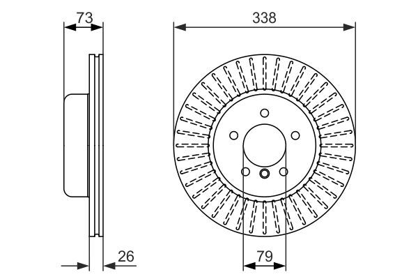 BOSCH FREN DISKI ON BMW E81 E87 E88 E90 OEM: 34116778647-34116786392 - BOSCH 0986479773 kodlu oto yedek parça görseli