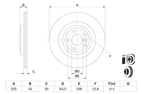 BOSCH FREN DISKI ARKA HAVALI KAPLAMALI JAGUAR XE X760 XF II X260 2015 OEM: T4N1744 - BOSCH 0986479E61 kodlu oto yedek parça görseli