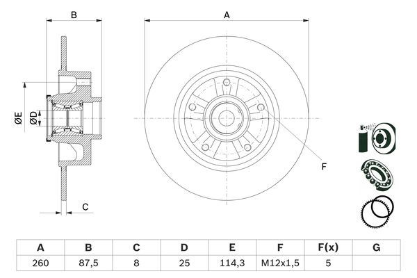 BOSCH FREN DİSKİ ARKA RENAULT MEGANE IV HB 16 RULMANLI ABS SENSÖRLÜ OEM: 432000166R-432009292R-432024629R - BOSCH 0986479E79 kodlu oto yedek parça görseli