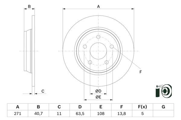 BOSCH ARKA FREN DISK AYNA FOCUS IV 17 OEM: JX612A315AEA-2196429 - BOSCH 0986479F78 kodlu oto yedek parça görseli