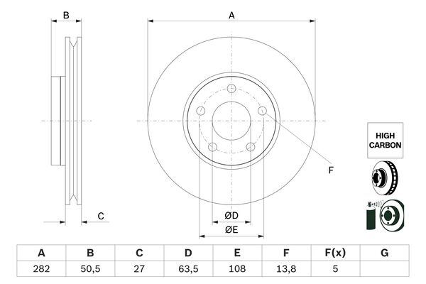 BOSCH ON FREN DISK AYNA FOCUS IV 17 JX611125AEB-2305503-JX611125AEA OEM: JX611125AEB-2305503-JX611125AEA - BOSCH 0986479F81 kodlu oto yedek parça görseli