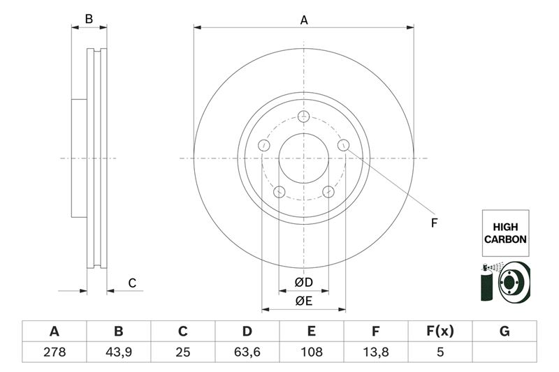 BOSCH ÖN FREN DISKI FORD PUMA 22 COURIER 24 OEM: L1TC1125AA-L1TC1125AAN-R2X61125AA - BOSCH 0986479H66 kodlu oto yedek parça görseli