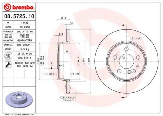 BREMBO FREN DISKI ARKA MERCEDES S-CLASS W140 91 98 A1404230612 OEM: A1404230612 - BREMBO 08572510 kodlu oto yedek parça görseli
