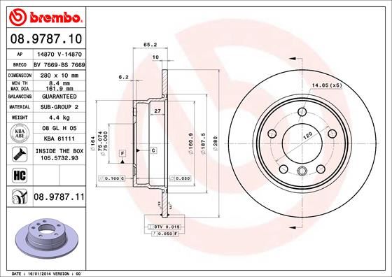 BREMBO FREN DISKI ARKA BMW E81 E87 OEM: 34216855001 - BREMBO 08978711 kodlu oto yedek parça görseli