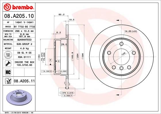 BREMBO FREN DISKI ARKA BMW E81 E87 E90 34216855002 OEM: 34216855002 - BREMBO 08A20510 kodlu oto yedek parça görseli