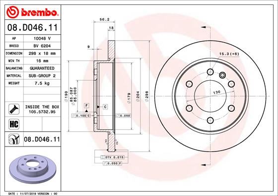 BREMBO FREN DISKI ARKA MERCEDES SPRINTER B907 B910 18 ELEKTRONIK PARK FRENI A9104232100 OEM: A9104232100 - BREMBO 08D04611 kodlu oto yedek parça görseli