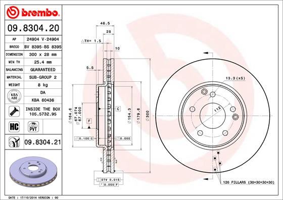 BREMBO FREN DISKI ON MERCEDES W203 CL203 C209 W210 R170 A2034210512 OEM: A2034210512 - BREMBO 09830421 kodlu oto yedek parça görseli