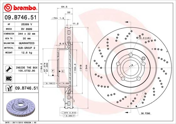 BREMBO FREN DISKI ON MERCEDES W212 S212 C207 A207 C204 A0004211512 OEM: A0004211512 - BREMBO 09B74651 kodlu oto yedek parça görseli