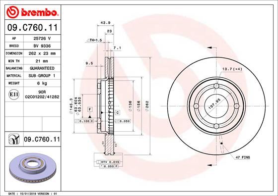 BREMBO ÖN FREN DIKS AYNA FIESTA 17 2095058-H1BC1125A1A OEM: 2095058-H1BC1125A1A - BREMBO 09C76011 kodlu oto yedek parça görseli