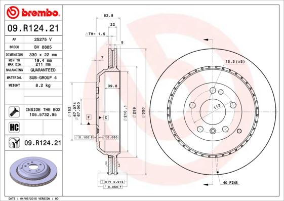 BREMBO FREN DISKI ARKA 4-matic MERCEDES X164 W251 W164 A1644231312 OEM: A1644231312 - BREMBO 09R12421 kodlu oto yedek parça görseli