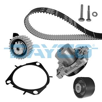 DAYCO SU POMPALI TRİGER SETİ FIAT 500 X 14 FREEMONT 11 DUCATO 11 DOBLO 10 BRAVO II 07 OPEL VECTRA C 04 INSIGNIA A 10 ASTRA H 04 ALFA ROMEO 147-156-159 GIULIETTA 10 1.9 D 2.0 D MULTIJET 71771579-6000629056 OEM: 71771579-6000629056 - DAYCO KTBWP7590 kodlu oto yedek parça görseli