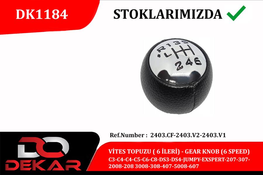 DEKAR VİTES TOPUZU 6 İLERİ C3-C4-C4-C5-C6-C8-DS3-DS4-JUMPY-EXSPERT-207-307-2008-208 3008-308-407-5008-6 OEM: 2403.CF-2403.V2 - DEKAR DK1184 kodlu oto yedek parça görseli
