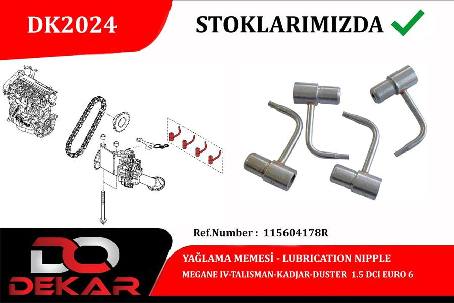 DEKAR YAĞLAMA MEME TK. MEGANE IV-TALISMAN-KADJAR 1.5 OEM: 115604178R - DEKAR DK2024 kodlu oto yedek parça görseli