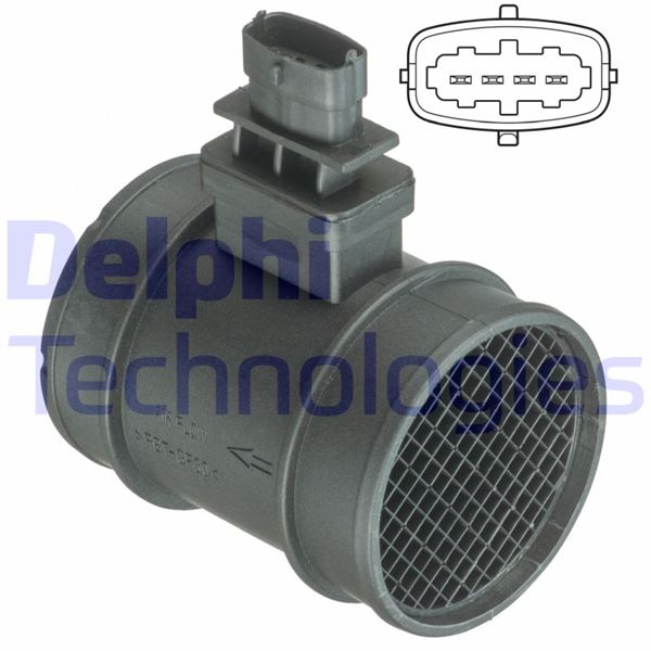 DELPHI HAVA KÜTLE ÖLÇER FIAT EGEA 16 PUNTO 13 FIORINO 09 BRAVO II 07 14 LİNEA 09 500X 14 DUCATO 10 G IULIETTA 10 MİTO 08 15 JEEP RENEGADE 14 PSA BIPPER 09 NEMO 09 1.3D MTJ 1.6D MTJ 2.0D MTJ 2.3D MTJ OEM: 51831050-1636.75-51782035 - DELPHI AF10400-12B1 kodlu oto yedek parça görseli