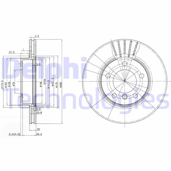 DELPHI FREN DISKI ON BMW E36 E46 OEM: 34116864060 - DELPHI BG2623C kodlu oto yedek parça görseli