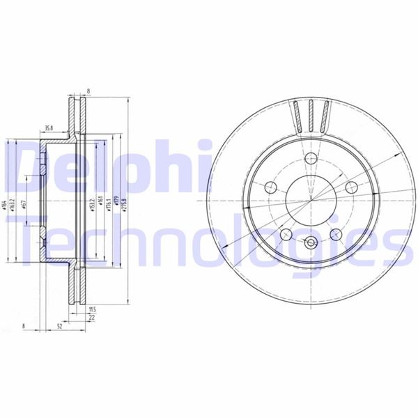 DELPHI FREN DISKI ON MERCEDES VITO W638 97 03 OEM: A6384210112 - DELPHI BG3296 kodlu oto yedek parça görseli
