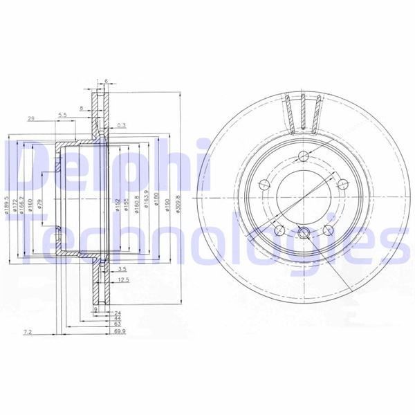 DELPHI FREN DISKI ON BMW E60 04 10 OEM: 34116864059 - DELPHI BG3870 kodlu oto yedek parça görseli