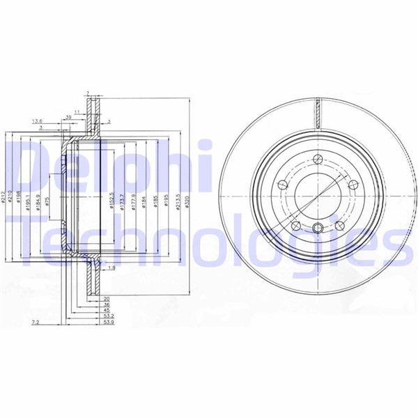 DELPHI FREN DISKI ARKA BMW E60 E61 E63 E64 OEM: 34216772085-34216753215-34216864061 - DELPHI BG3872 kodlu oto yedek parça görseli