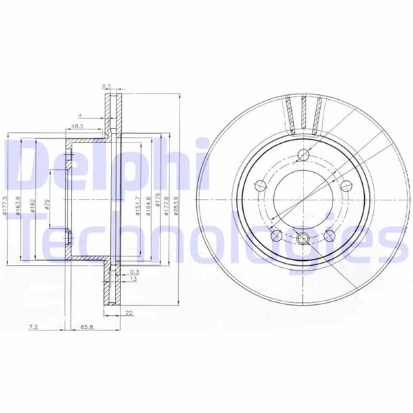 DELPHI FREN DISKI ON BMW E81 E87 F20 F21 F22 F23 OEM: 34116792215 - DELPHI BG3899C kodlu oto yedek parça görseli