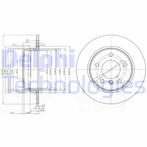 DELPHI FREN DISKI ARKA BMW E81 E87 OEM: 34216855001 - DELPHI BG3948C kodlu oto yedek parça görseli