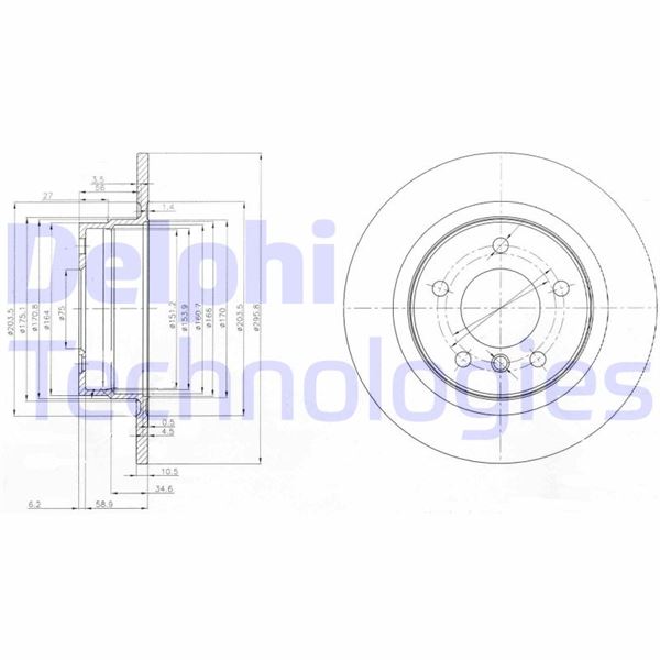 DELPHI FREN DISKI ARKA BMW E81 E87 E90 OEM: 34216855002 - DELPHI BG3960 kodlu oto yedek parça görseli