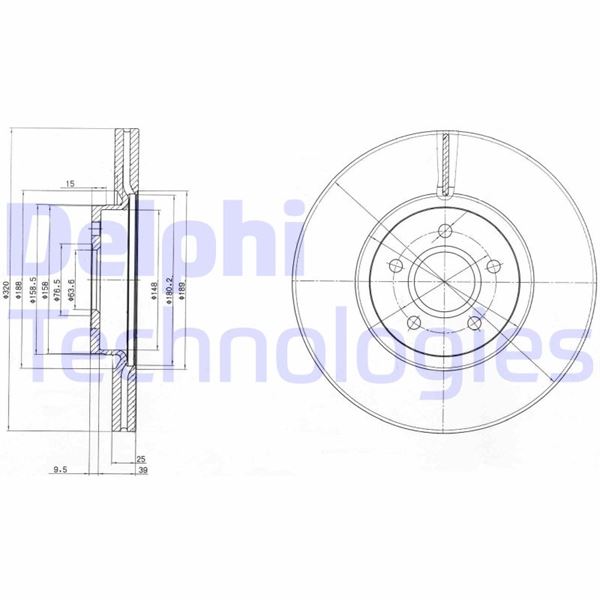 DELPHI ON FREN AYNASI CONNECT 12 FOCUS III 11 15 KUGA 12 14 VOLVO V40 T2-T3-T4-T5 C30 06 12 C70 II 07 12 S40 II 05 12 V50 04 OEM: CV611125FA-CV611125GA-1829608 - DELPHI BG4056C kodlu oto yedek parça görseli